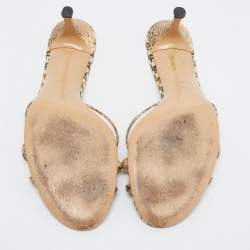 مملوكة مسبقًا صندل غوتشي جي جي جلد ثعبان بني بسيور  مقاس 40