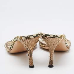 مملوكة مسبقًا صندل غوتشي جي جي جلد ثعبان بني بسيور مقاس 40