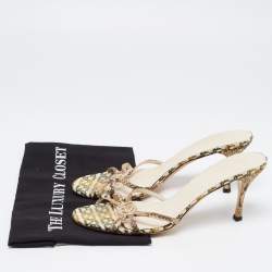 مملوكة مسبقًا صندل غوتشي جي جي جلد ثعبان بني بسيور مقاس 40