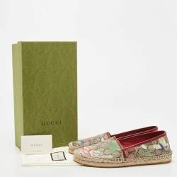 Gucci Beige Flora Print Coated Canvas and Leather Slip On Espadrilles Size 39