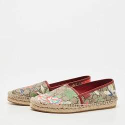 Gucci Beige Flora Print Coated Canvas and Leather Slip On Espadrilles Size 39