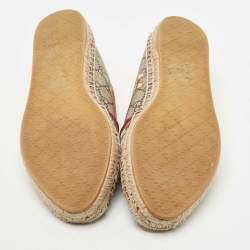 Gucci Beige Flora Print Coated Canvas and Leather Slip On Espadrilles Size 39