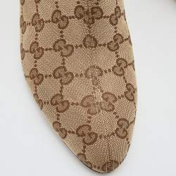 Pre Owned Gucci Beige/Brown GG Canvas Ankle Booties Size 39.5