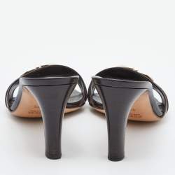 Gucci Brown Guccissima Leather Buckle Detail Slide Sandals Size 37