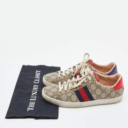 Gucci Beige/Brown GG Supreme Canvas Ace Sneakers Size 37