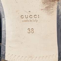 Gucci Blue/Gold GG Velvet Princetown Flat Mules Size 38