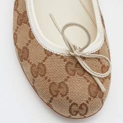 Gucci Beige GG Canvas Bow Detail Ballet Flats Size 36
