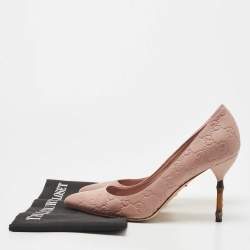 Pre Owned Gucci Pink Guccissima Leather Horsebit Heel Pumps Size 39.5