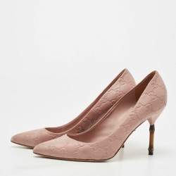 Pre Owned Gucci Pink Guccissima Leather Horsebit Heel Pumps Size 39.5