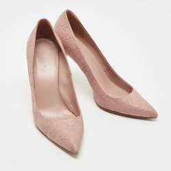 Pre Owned Gucci Pink Guccissima Leather Horsebit Heel Pumps Size 39.5