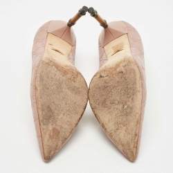 Pre Owned Gucci Pink Guccissima Leather Horsebit Heel Pumps Size 39.5