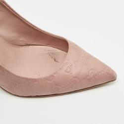 Pre Owned Gucci Pink Guccissima Leather Horsebit Heel Pumps Size 39.5