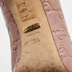 Pre Owned Gucci Pink Guccissima Leather Horsebit Heel Pumps Size 39.5