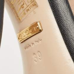 Gucci Black Leather Faux Pearl Willow T-Strap Sandals Size 39