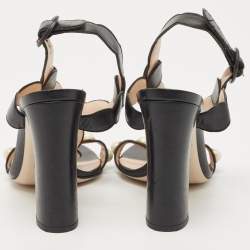 Gucci Black Leather Faux Pearl Willow T-Strap Sandals Size 39