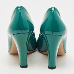 Gucci Green Patent Leather Studded Interlocking G Pumps Size 36
