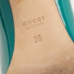 Gucci Green Patent Leather Studded Interlocking G Pumps Size 36