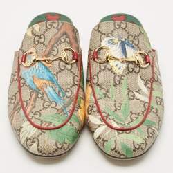 Gucci Grey GG Canvas Princetown  Mules Size 37 