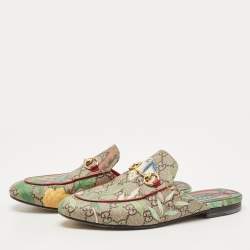 Gucci Grey GG Canvas Princetown  Mules Size 37 