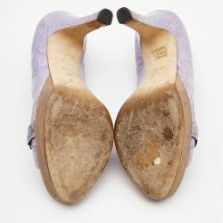 Gucci Light Purple Crocodile Leathe Open Toe Horsebit Pumps Size 39