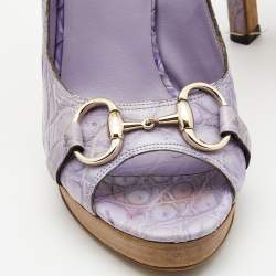 Gucci Light Purple Crocodile Leathe Open Toe Horsebit Pumps Size 39