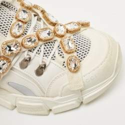 Gucci Off White Leather and Mesh Flashtrek Chunky Sneakers Size 40