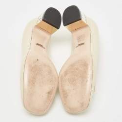 Pre Owned Gucci Cream Leather Crystal G Pumps Size 36