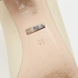 Pre Owned Gucci Cream Leather Crystal G Pumps Size 36