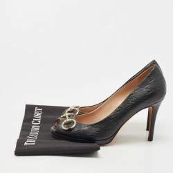 Pre Owned Gucci Black Guccissima Leather New Hollywood Platform Pumps Size 37