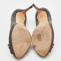 Pre Owned Gucci Black Guccissima Leather New Hollywood Platform Pumps Size 37