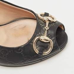 Pre Owned Gucci Black Guccissima Leather New Hollywood Platform Pumps Size 37