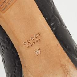 Pre Owned Gucci Black Guccissima Leather New Hollywood Platform Pumps Size 37
