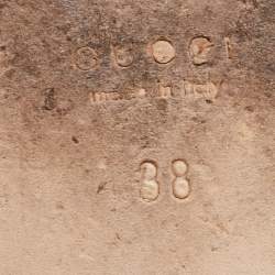 Pre Owned Gucci Brown/Beige GG Canvas and Leather Horsebit Ballet Flats Size 38