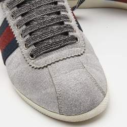 Gucci Silver Glitter Bambi Low Top Sneakers Size 38