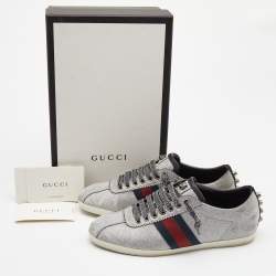 Gucci Silver Glitter Bambi Low Top Sneakers Size 38