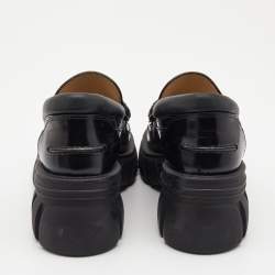 Pre Owned Gucci Black Leather Romance Horsebit Loafers Size 38