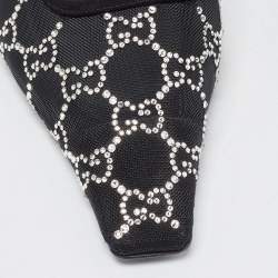 Pre Owned Gucci  Black Mesh And Suede GG Logo Accents Slingback Pumps Size 39
