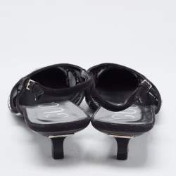 Pre Owned Gucci  Black Mesh And Suede GG Logo Accents Slingback Pumps Size 39