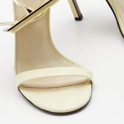 Pre Owned Gucci Cream Patent Leather Victoire Sandals Size 36.5