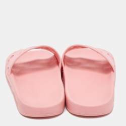 Gucci Pink Rubber GG Laser Cut Slides Size 37