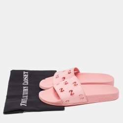 Gucci Pink Rubber GG Laser Cut Slides Size 37