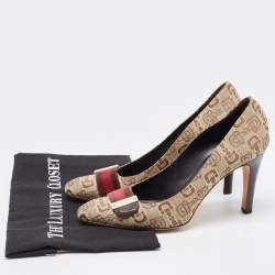 Gucci Beige/Brown Printed Canvas Pumps Size 38