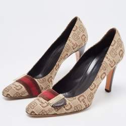 Gucci Beige/Brown Printed Canvas Pumps Size 38