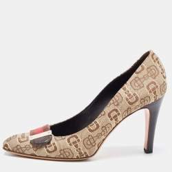Gucci Beige/Brown Printed Canvas Pumps Size 38