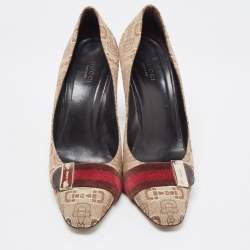 Gucci Beige/Brown Printed Canvas Pumps Size 38