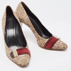 Gucci Beige/Brown Printed Canvas Pumps Size 38