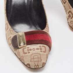 Gucci Beige/Brown Printed Canvas Pumps Size 38