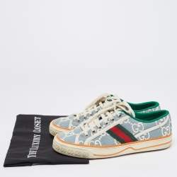 مملوكة مسبقًا Gucci Blue Denim Tennis 1977 Low Top Sneakers Size 39.5
