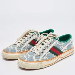 مملوكة مسبقًا Gucci Blue Denim Tennis 1977 Low Top Sneakers Size 39.5