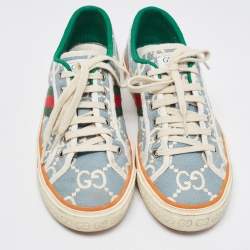 مملوكة مسبقًا Gucci Blue Denim Tennis 1977 Low Top Sneakers Size 39.5